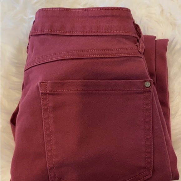 Washed Maroon Mid Rise Cuffed Skinny Ankle Jeans - Picture 10 of 11